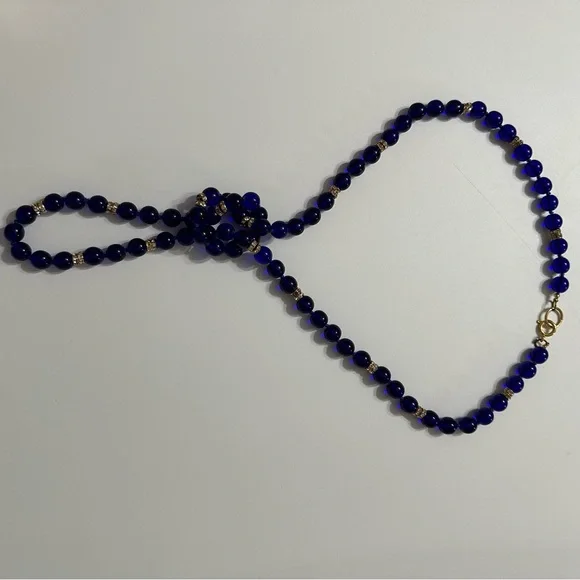 Vintage Murano glass necklace with handmade blue and golden - Picture 10 of 10